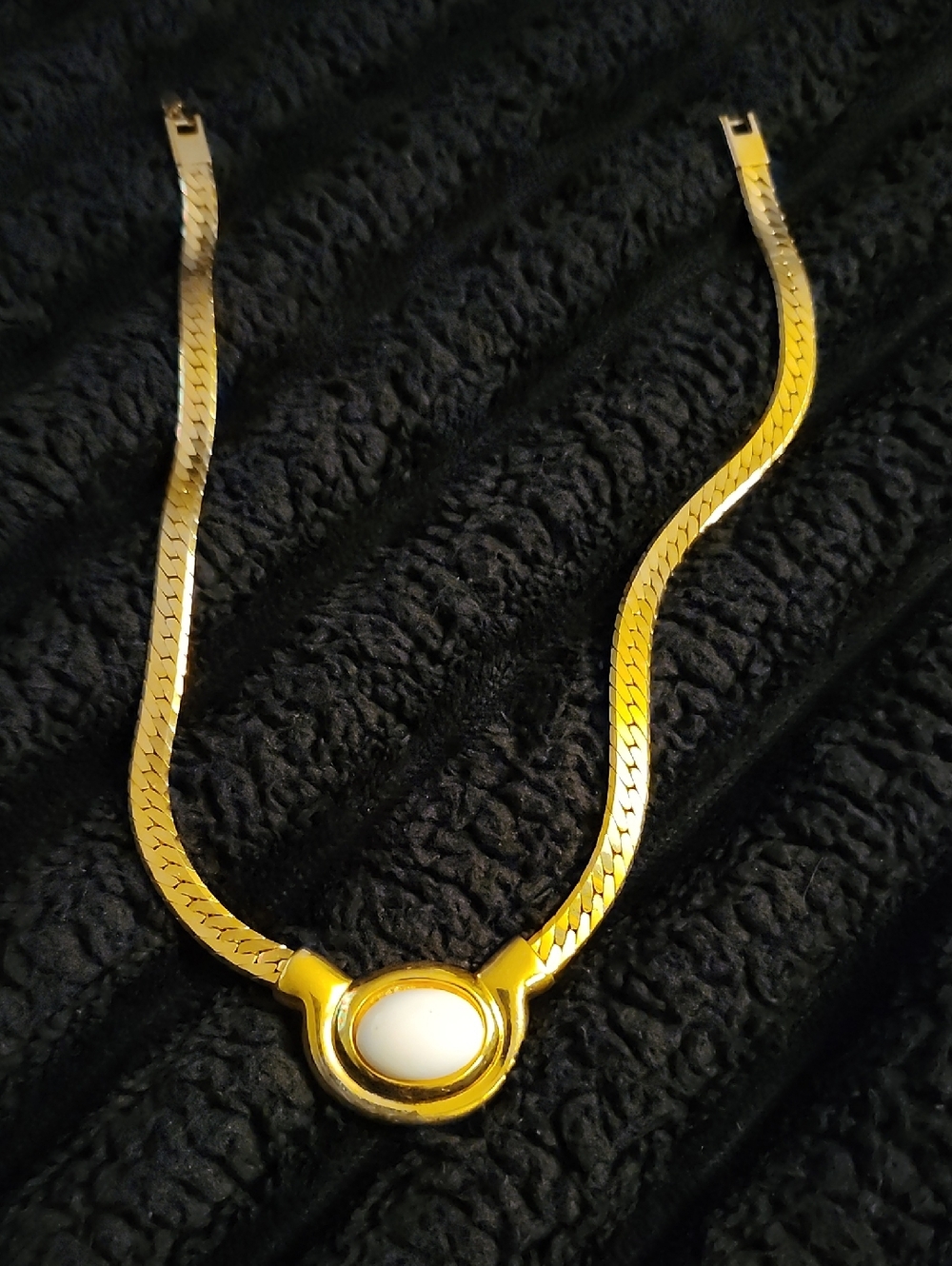 Vintage Napier Goldtone Herringbone Necklace
